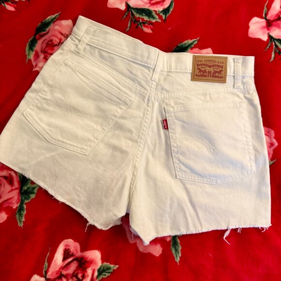 Levi’s High Rise Cutoff Denim Shorts Women’s Size 30 White Frayed Hem - Picture 4 of 10